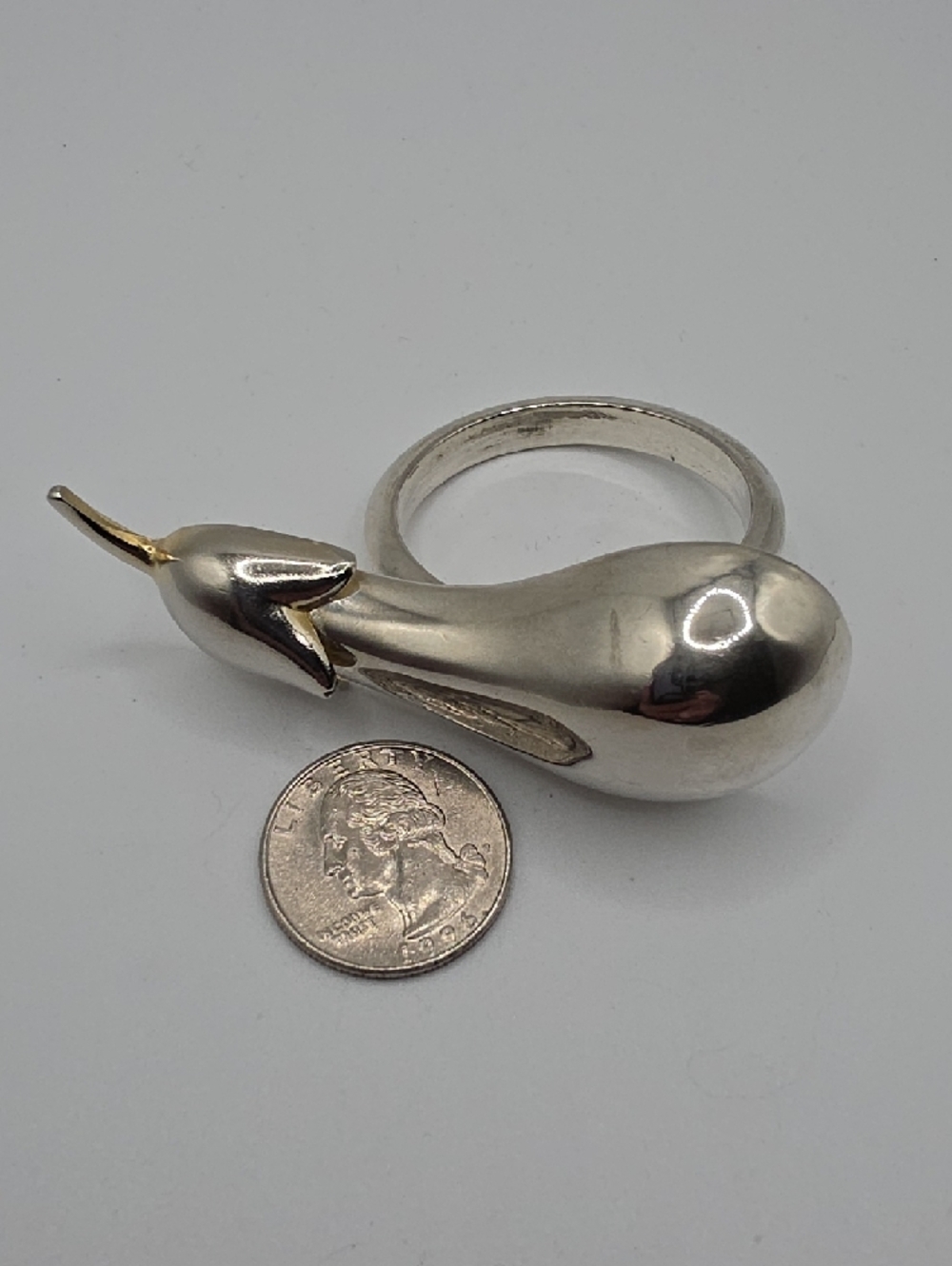 VINTAGE Joie de Vivre Eggplant Napkin Rings – Silver & Gold Tone (set of 6) - Picture 6 of 7